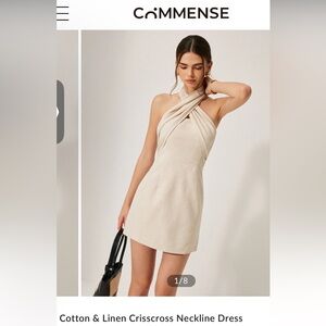 Commense Cream Halter Mini Dress